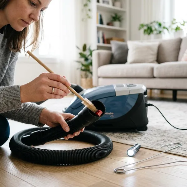how to get something stuck in vacuum hose out
